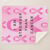 私は乳がんピンク引用文より強い シェルパブランケット (正面(横))