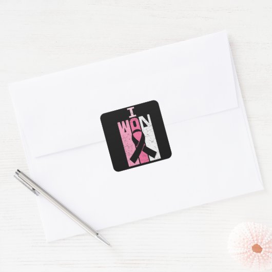 私は乳がん認識度戦士の生存者を獲得 スクエアシール (封筒)