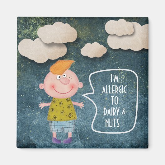 私は乳製品のピーナッツの甘い女の子にアレルギー素朴がある マグネット (正面)