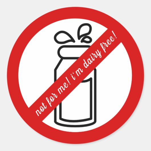 私は乳製品を使わない！乳製品アレルギー警告 ラウンドシール (正面)