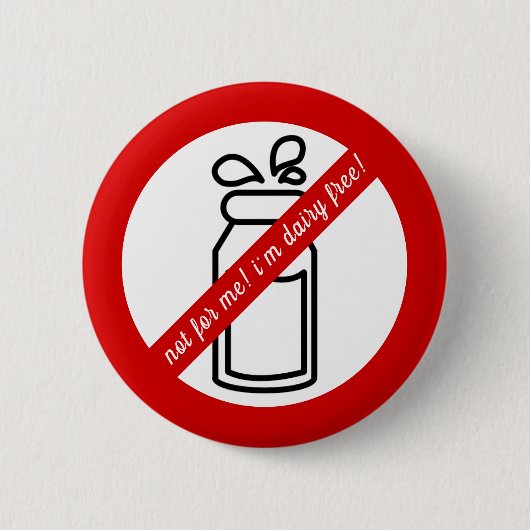 私は乳製品を使わない!乳製品アレルギー警告 缶バッジ (正面)