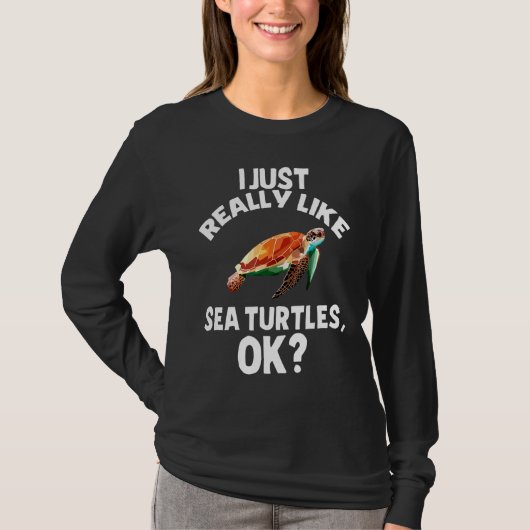 私は亀の海の動物のおもしろいTが本当に好き Tシャツ (正面)