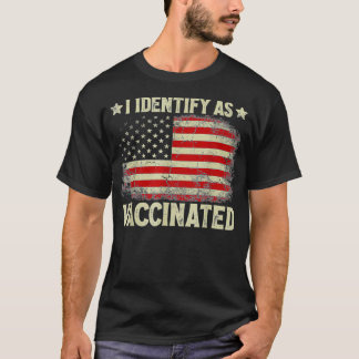 私は予防接種された愛国的なアメリカ国旗として識別4 Tシャツ
