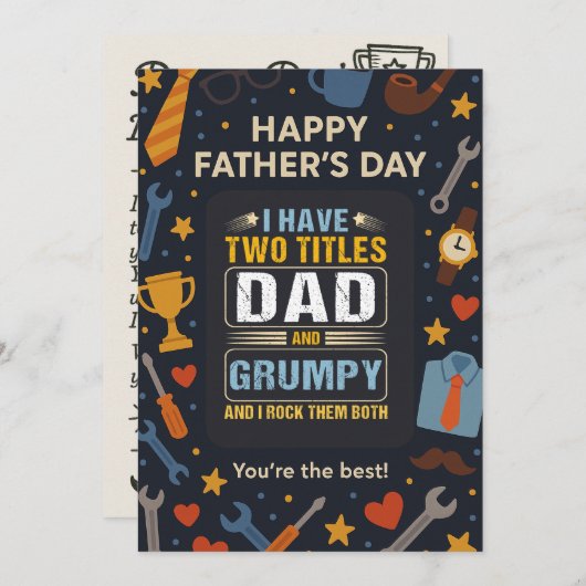私は二つのタイトルのパパと不機嫌な父の日贈り物を持っている 招待状 (正面/裏面)