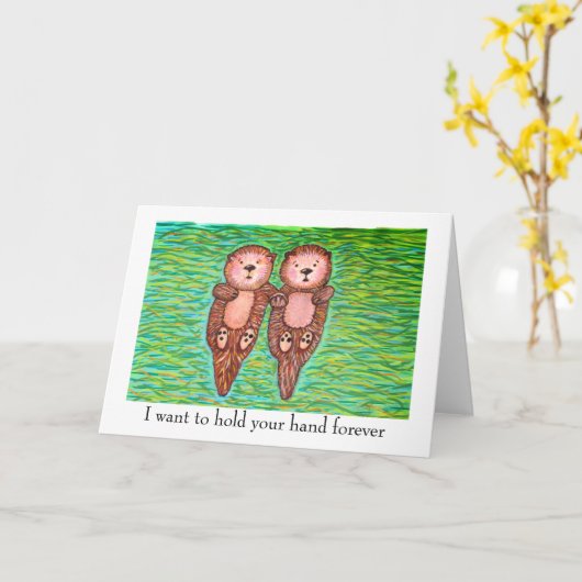 私は二人のオーターが手を握っている君のカードが大好き。 カード (黄色い花)