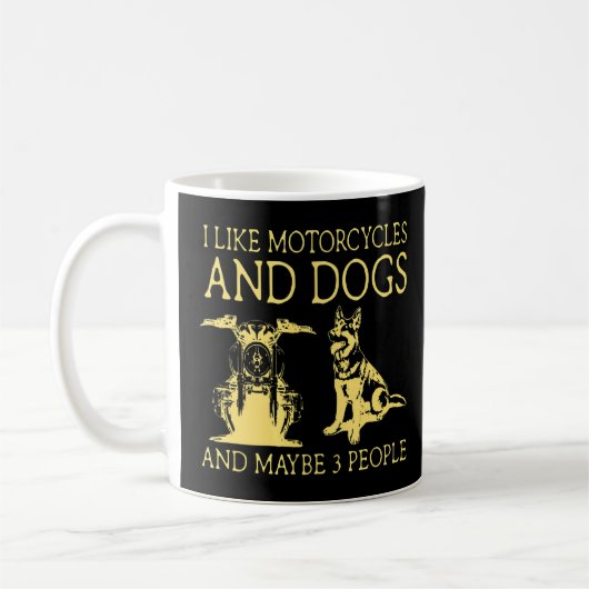 私は二輪車や犬、3人くらいが好きだ コーヒーマグカップ (左)
