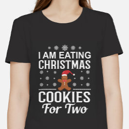 私は二食べ人のクリスマス・クッキーだ妊婦の プラスサイズTシャツ
