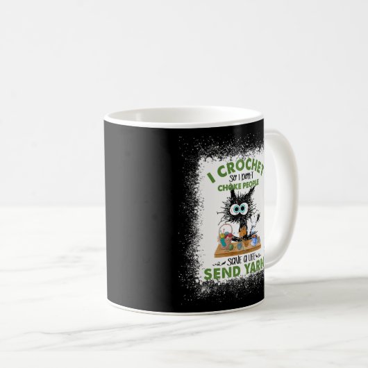 私は人々の漂白猫を窒息させないように針編み コーヒーマグカップ (正面右)