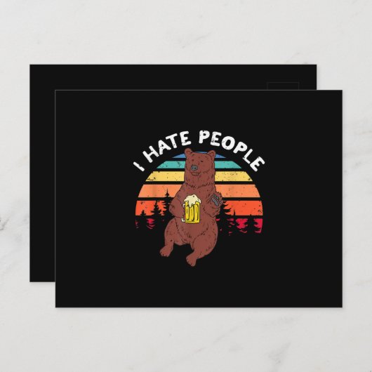 私は人々を嫌い – キャンピングトレッおもしろいキング屋外 ポストカード (正面/裏面)