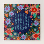 私は人々を愛する引用文ハートかわいらし花 ジグソーパズル (横)