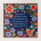 私は人々を愛する引用文ハートかわいらし花 ジグソーパズル (縦)