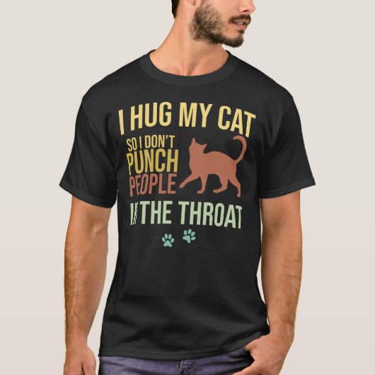 私は人ではなく猫を抱き締める Tシャツ (正面)