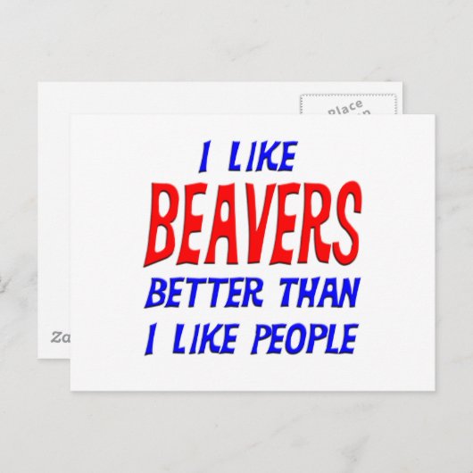 私は人のはがきが好きよりビーバーが好きだ ポストカード (正面/裏面)