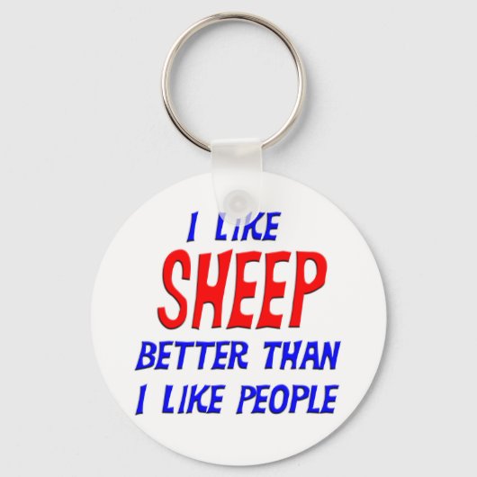 私は人のキーチェーンよりも羊が好きだ キーホルダー (正面)