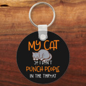 私は人の喉を突かないように猫を抱き締める キーホルダー (正面)