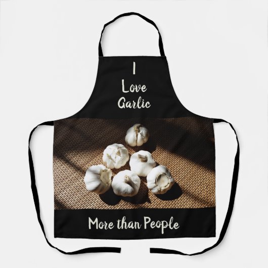 私は人よりもニンニクが大好きおもしろい料理 エプロン (正面)
