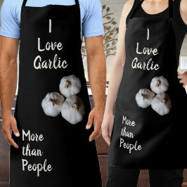 私は人よりもニンニクが大好ユーモアのあるきおもしろいブラック エプロン
