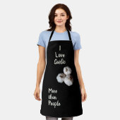 私は人よりもニンニクが大好ユーモアのあるきおもしろいブラック エプロン (着用した状態)