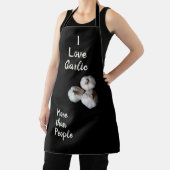 私は人よりもニンニクが大好ユーモアのあるきおもしろいブラック エプロン (インサイチュ)