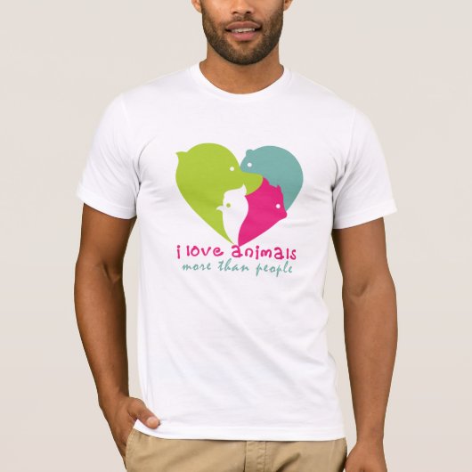 私は人よりも動物が好きだ Tシャツ (正面)
