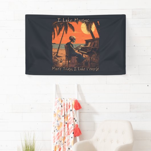 私は人よりも音楽が好き、スカルデザイン夕日 横断幕 (インサイチュ)