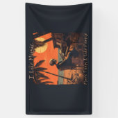 私は人よりも音楽が好き、スカルデザイン夕日 横断幕 (縦)