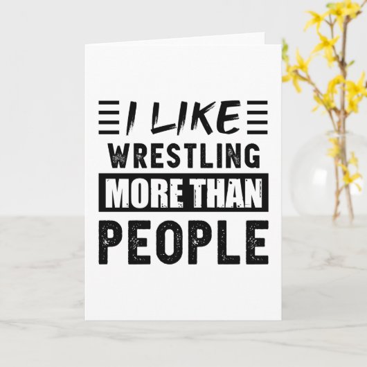 私は人よりレスリングが好きおもしろい カード (黄色い花)
