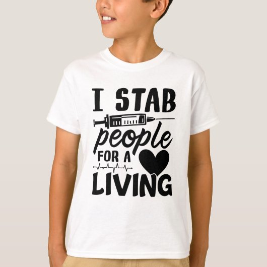 私は人を刺して透析のナースを贈る Tシャツ (正面)