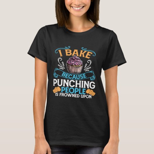 私は人を殴るBaに眉をひそめているので焼く Tシャツ (正面)