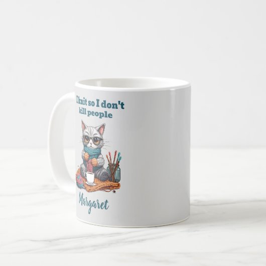 私は人を殺さないように編むおもしろマグカップ コーヒーマグカップ (正面左)