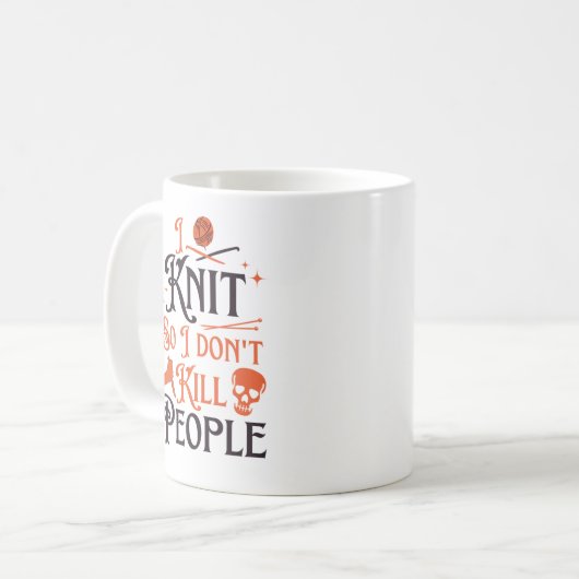 私は人を殺さないように編む、編み物愛好家 コーヒーマグカップ (正面左)