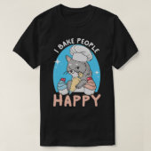 私は人を焼くハッピーシェフおもしろい猫ねこベーキングd tシャツ (デザイン正面)