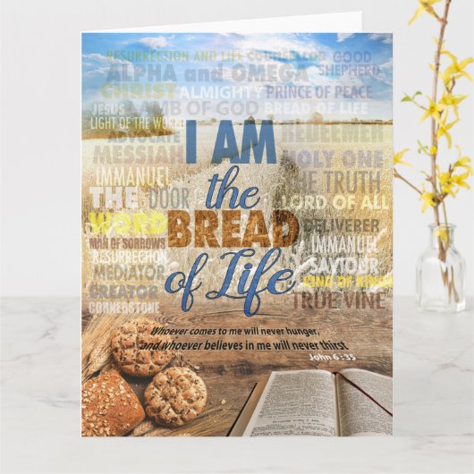 私は人生のパンだ、イエスはヨハネ6で言われた。 カード (黄色い花)