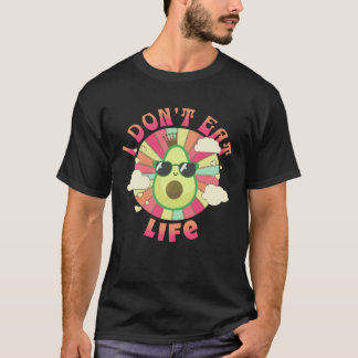 私は人生を食べてない ヴィーガン レトロ ベジタリアン Tシャツ
