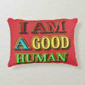 「私は人間がいい」かわいいデザイン。買今 アクセントクッション (正面)