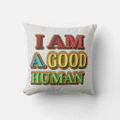 「私は人間がいい」かわいいデザイン。買今 クッション (正面)