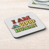 「私は人間がいい」かわいいデザイン。買今 コースター (左側)