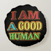 「私は人間がいい」かわいいデザイン。買今 ラウンドクッション (裏面)