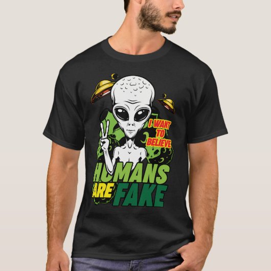 私は人間が信じ偽物になりたい Tシャツ (正面)
