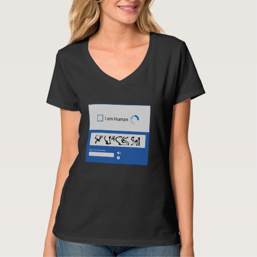 私は人間ですCaptcha認証デザイン Tシャツ (正面)