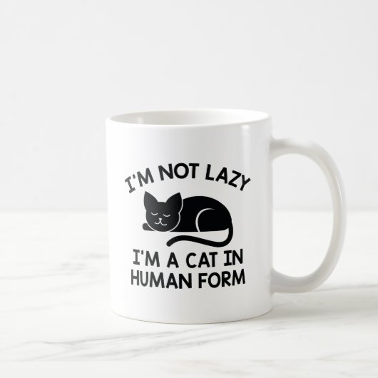 私は人間の型枠の猫で、怠け者ではない コーヒーマグカップ (右)