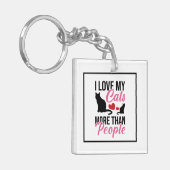 私は人間よりも猫が好きおもしろいだ キーホルダー (正面左)