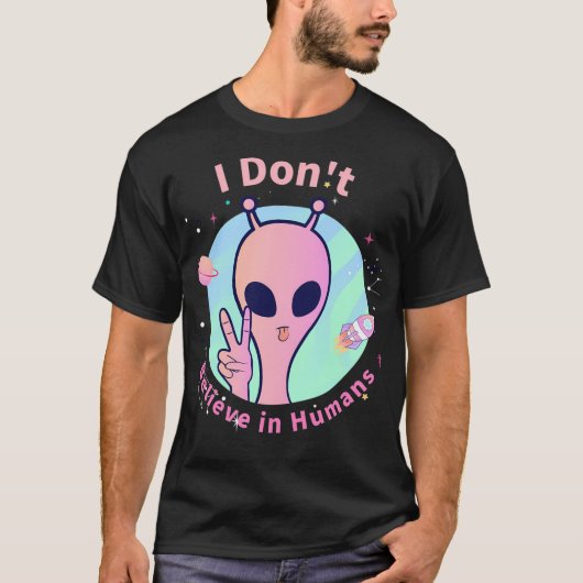 私は人間信じではない Tシャツ (正面)