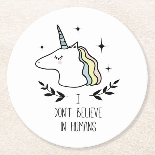私は人間信じには入らない ラウンドペーパーコースター (正面)