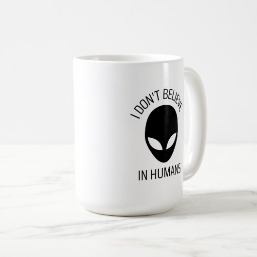 私は人間信じのコーヒマグではない コーヒーマグカップ (正面右)