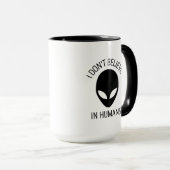 私は人間信じのコーヒマグではない マグカップ (正面右)