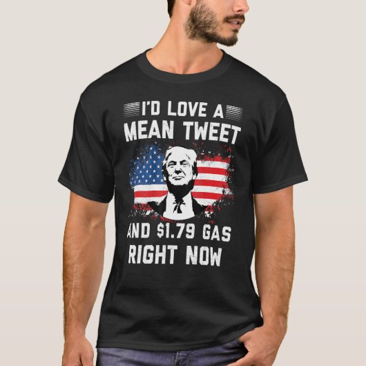 私は今アメリカで平均ツイートと179ガスが大好き Tシャツ (正面)