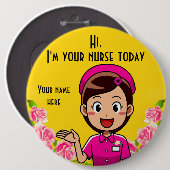 私は今日のナースのラウンドボタン 缶バッジ (正面&裏面)