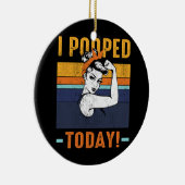 私は今日のレトロロージーおもしろいユーモア強い女 セラミックオーナメント (右)