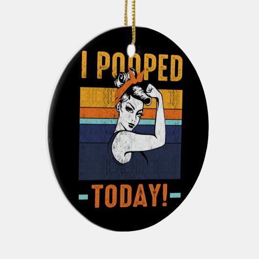 私は今日のレトロロージーおもしろいユーモア強い女 セラミックオーナメント (右)